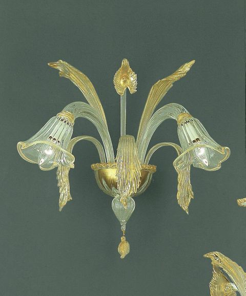 202-A2 sconce in clear glass with gold detial