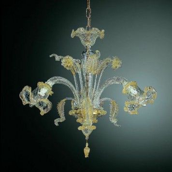 211-3 chandelier in clear glass with gold details