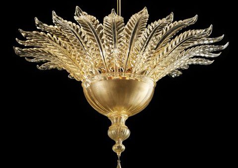 Astoria 24 foglie chandelier gold and clear diam90cm. h90cm.