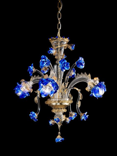 Florito-3 Chandelier clear with gold polychrome diam 90cm. h60