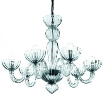 Mimo 6- Chandelier in clear glass; also amber, amethyst, blue,red diam 70 h50