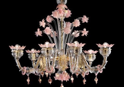 San't Angelo6 clear with gold and pink glass details diam95cm h90cm