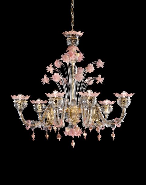San't Angelo6 clear with gold and pink glass details diam95cm h90cm